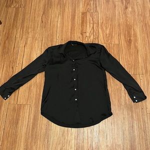 Zara satin black button up shirt